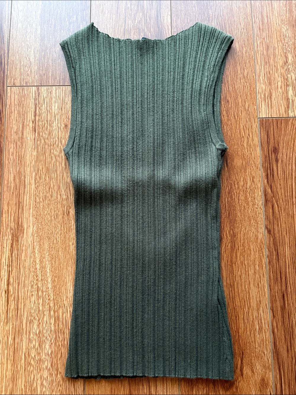 Quince Cotton Cashmere Ribbed Boatneck Tank Olive XS EUC - Picture 2 of 7